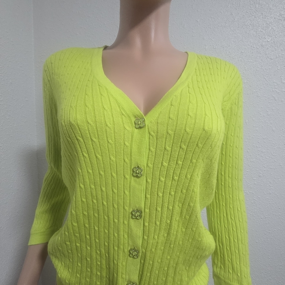 Women's Lime Green Cable Knit Sweater
